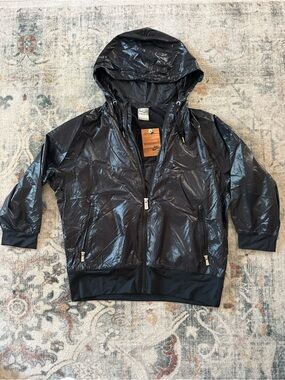Nike Vintage Black Shiny Hooded Utility zip up Jacket